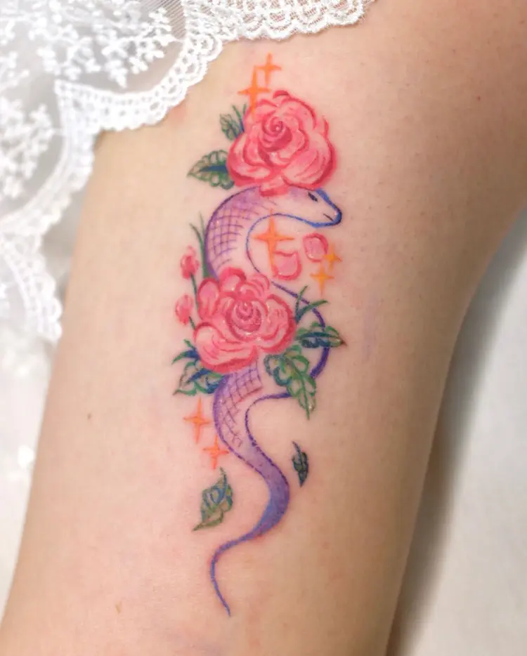 Flower, Snake, Rose