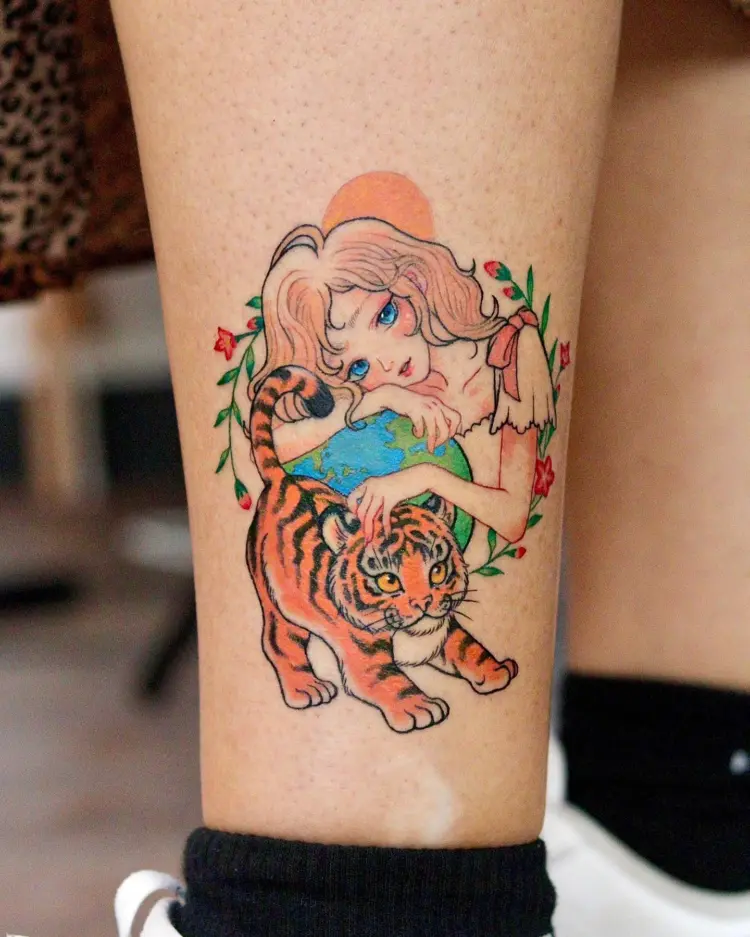 Flower, Animal, Tiger