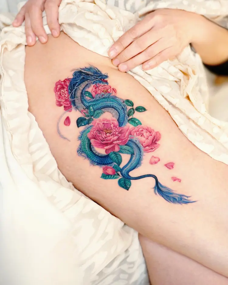 Dragon, Flower, Rose