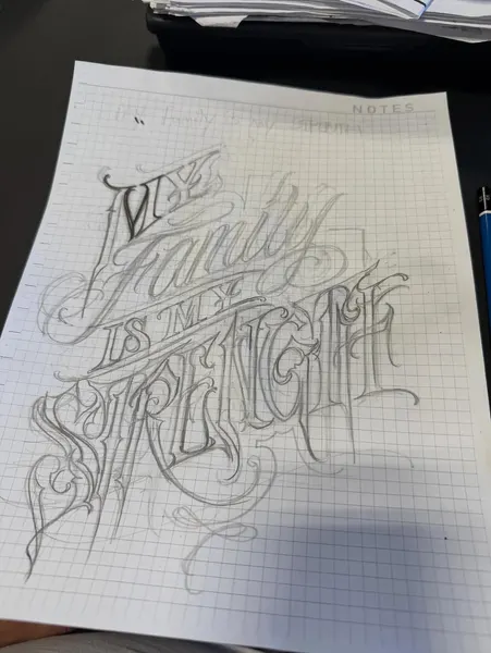Lettering, 강인함, 가족 이름, 고딕 레터링, 올드 잉글리시, 가족 타투