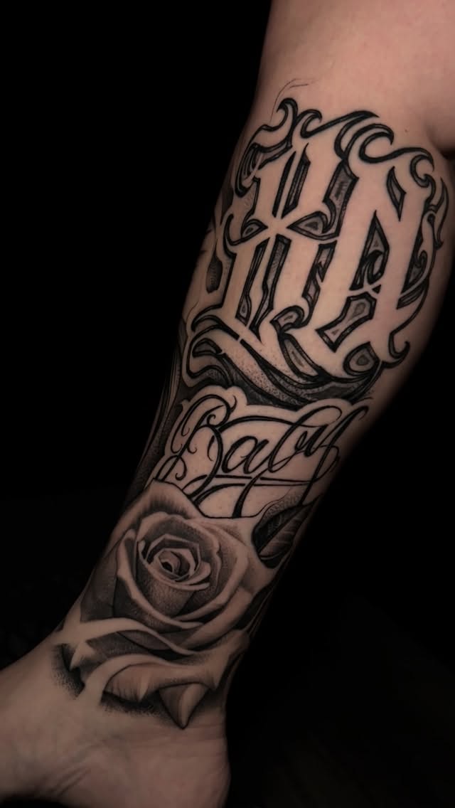 Lettering, Flower, Rose