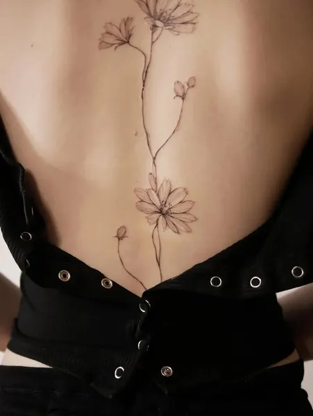 Flower, Nature, 나뭇가지, 등 전체 타투, 난초, 뿌리, 실루엣