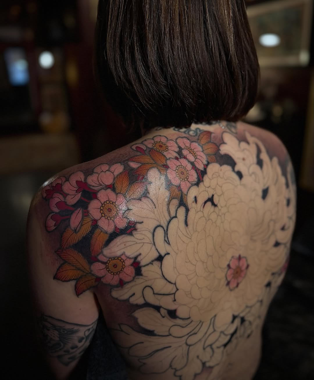 Flower, Nature, 등 전체 타투, 보디수트