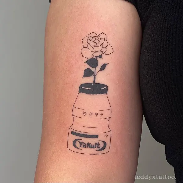 Flower, 컵, 촛불, 커피, 향수, 와인잔, 라이터, 빈티지, 잉크병, 카네이션, 기념 타투