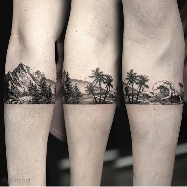 Nature, 해변, 야자수, 여행 타투