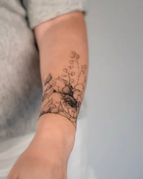숲, Flower, 지도, 그래픽, 슬리브, 실루엣, 큰 타투, Nature, 배경, 산호, 수묵화, 하프슬리브, 스트리트 아트