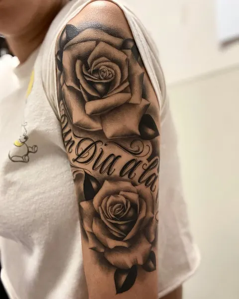Flower, Rose, Lettering