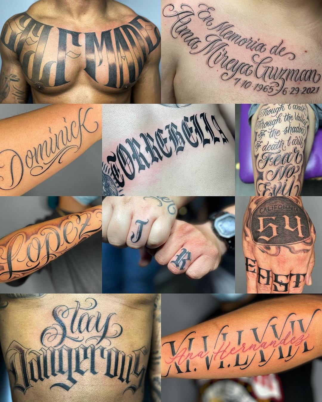 Lettering, 가족 이름