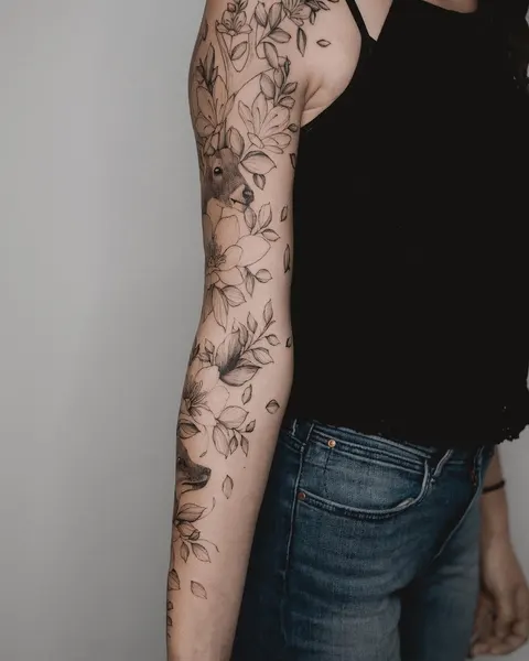 Flower, Rose, 슬리브, 커버업, 보디수트, 하프슬리브