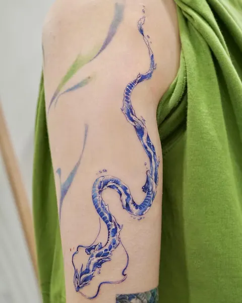 Dragon, 붓, 강, 붓터치, 리본, 잉어