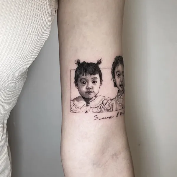 소녀, 한복, 아기천사, 소년, 아기, 레트로
