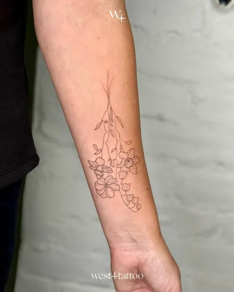 Flower, Mini, 카네이션, 커스텀 타투