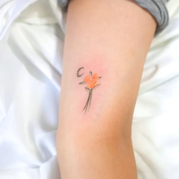 Flower, Rose, 백합, 체리, 수선화, 야생화, 양귀비, 아이리스, 카네이션, 초소형 타투, 작은 타투, Mini, 요정, 촛불, 한글, 희망, 게자리