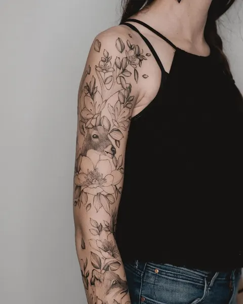 Flower, Rose, 슬리브, 커버업, 보디수트, 하프슬리브