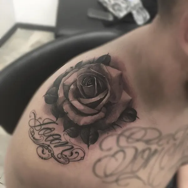 Flower, Rose, Lettering
