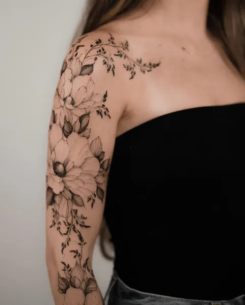 Flower, Rose, 커버업, 보디수트, 그래픽