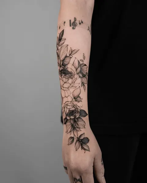 Flower, Rose, 슬리브, 하프슬리브, 큰 타투