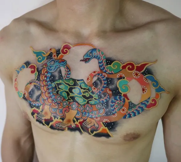 부채, Dragon, 요괴, 한국 연꽃, 한국 장식, 가슴 타투, 한국 전통