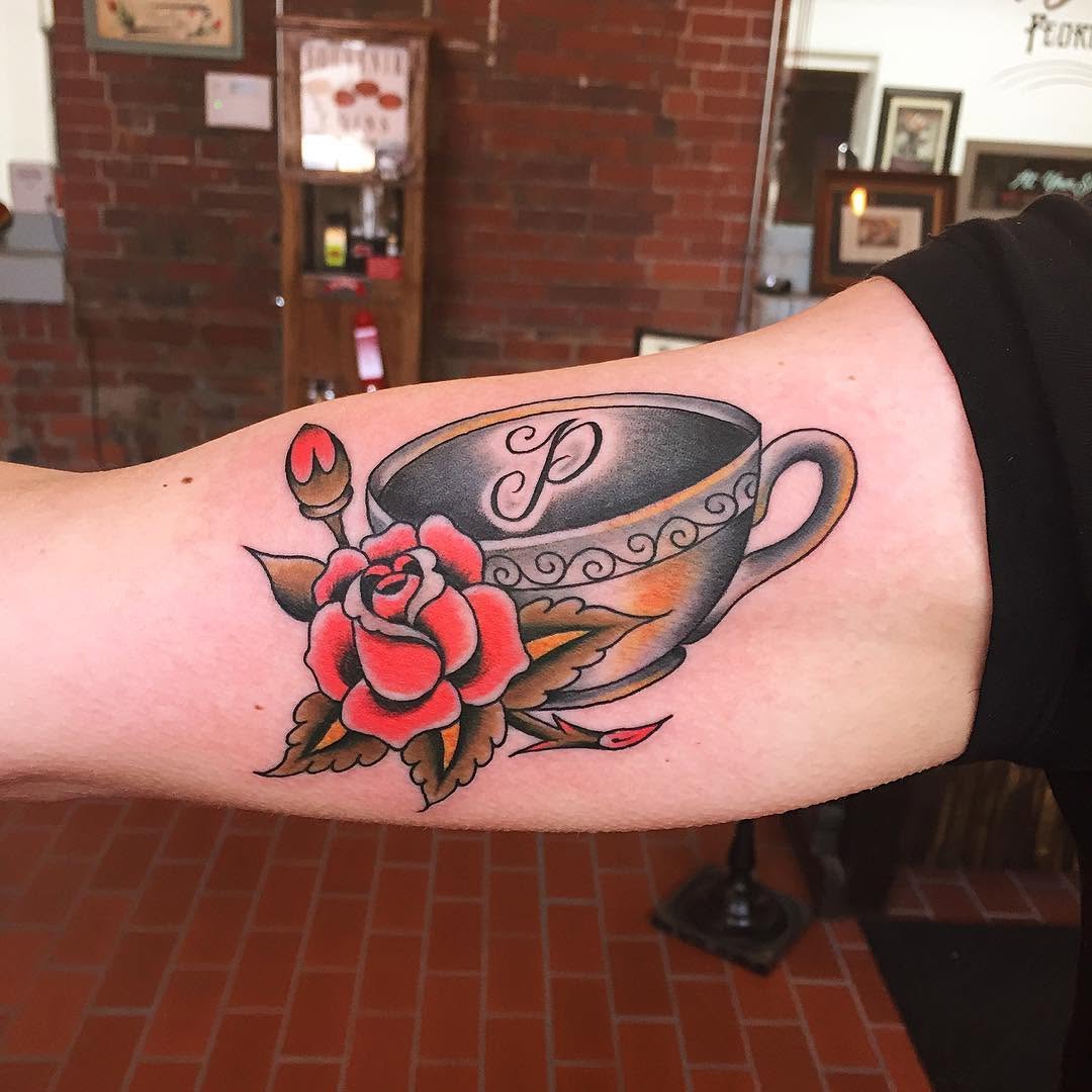 Flower, Rose, 컵, 커피