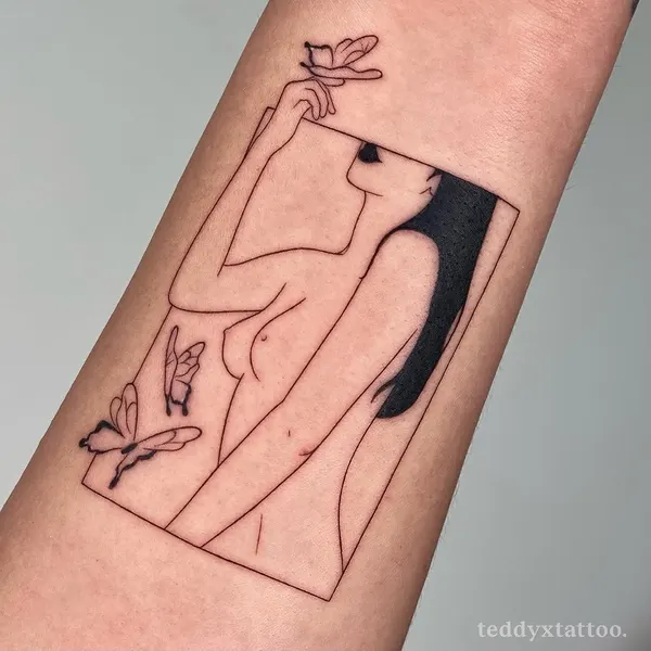 소녀, 여성, 프레임, 카드, 게이샤, 카타나