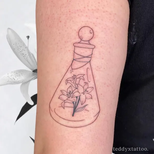 Flower, 병, 향수, 와인잔, 잉크병