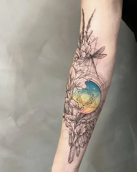 원, Geometric, 바람, 지도, 나침반, 지구본, 여행 타투