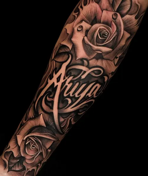 Lettering, Flower, Rose