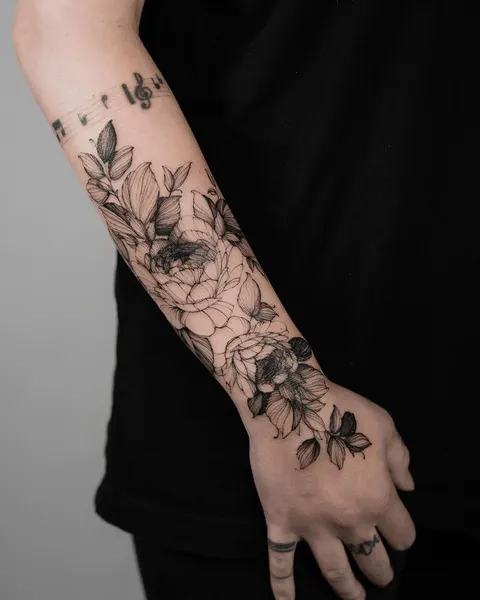 Flower, Rose, 슬리브, 하프슬리브, 큰 타투