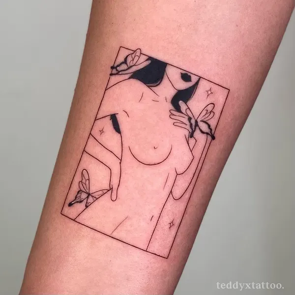소녀, 여성, 프레임, 카드, 게이샤, 카타나