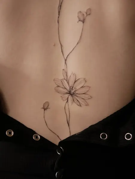 Flower, Nature, 나뭇가지, 등 전체 타투, 난초, 뿌리, 실루엣