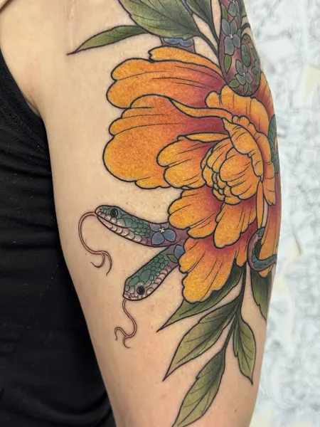 Dragon, Flower, Rose