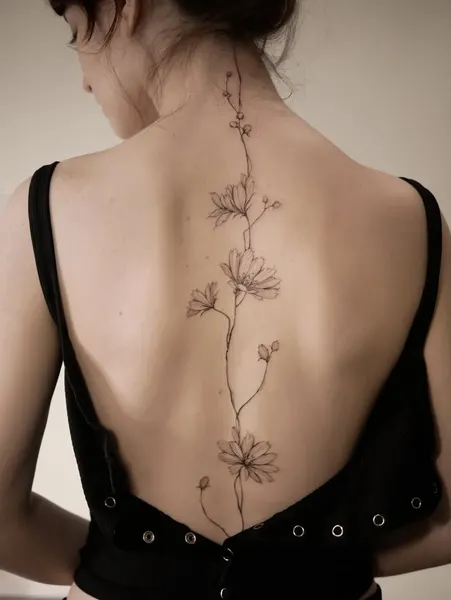 Flower, Nature, 나뭇가지, 등 전체 타투, 난초, 뿌리, 실루엣