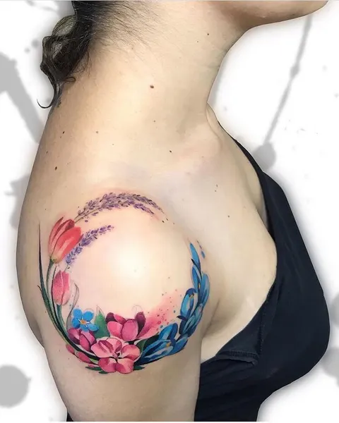 Flower, Rose, 커버업, 등 전체 타투