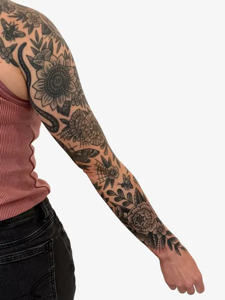 Flower, Rose, 슬리브, 커버업
