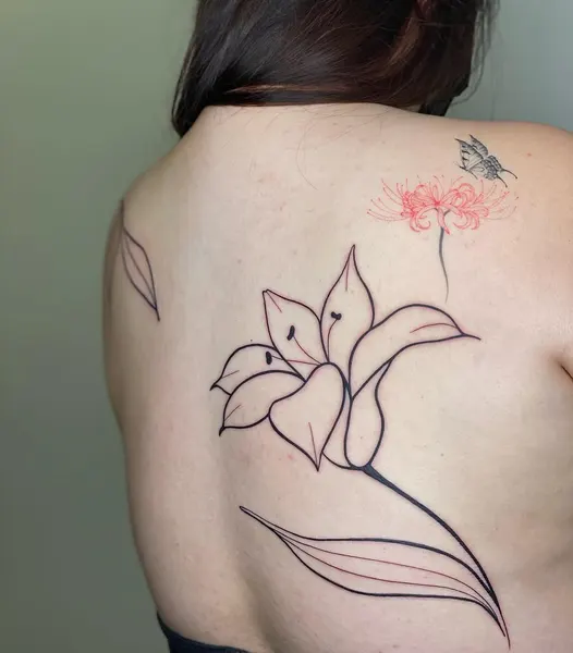 Flower, Nature, 백합, 탄생화, 등 전체 타투, 연꽃