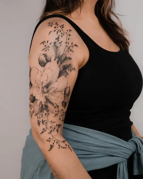 Flower, Rose, 커버업, 보디수트, 꽃 배경, 큰 타투