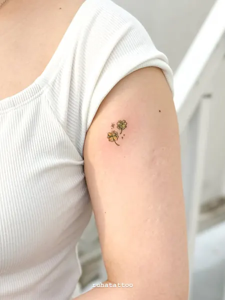 Flower, 풀, 민들레, 수선화, 야생화, 은행잎, 허브, 작은 타투