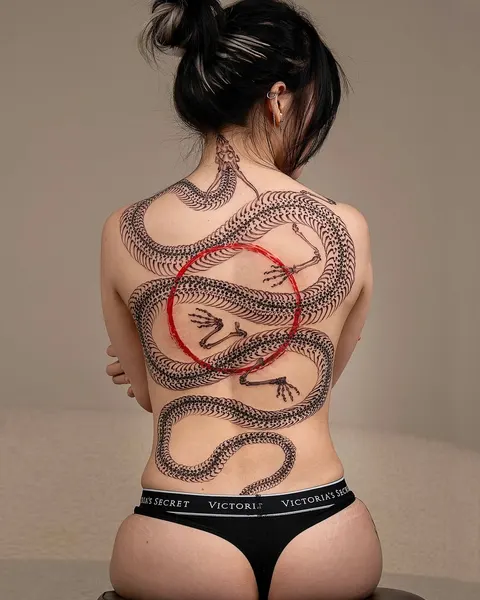 Dragon, 띠, 나선, 비대칭, 크라켄, 판타지, 해부학, 보디수트, 오리엔탈, 케르베로스, 전통 매듭, 패턴, 그래픽, 큰 타투
