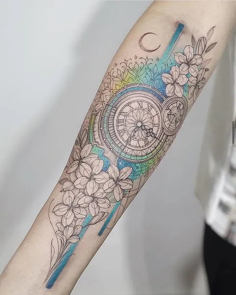 원, Geometric, 바람, 지도, 나침반, 지구본, 여행 타투