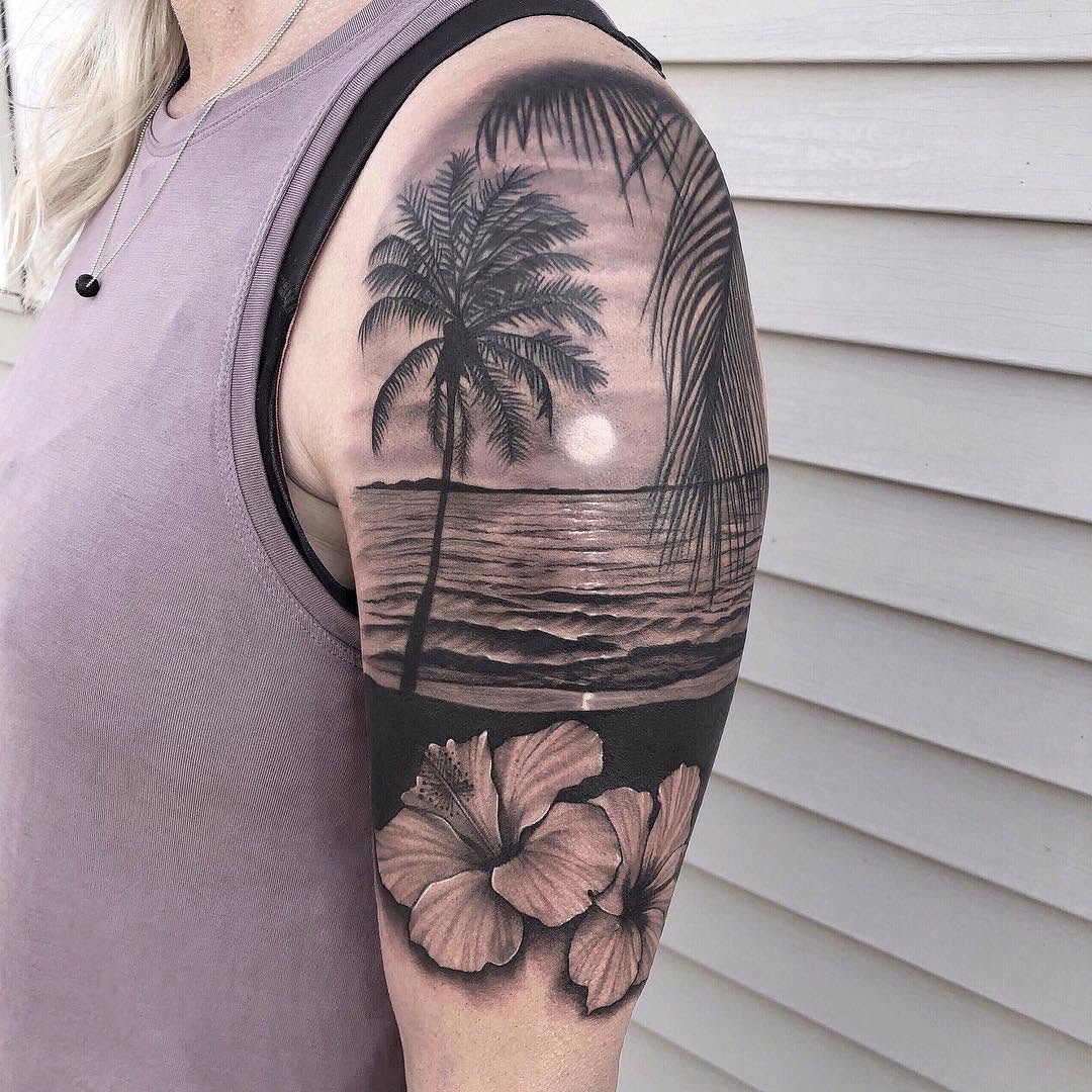Flower, Rose, 해변, 야자수