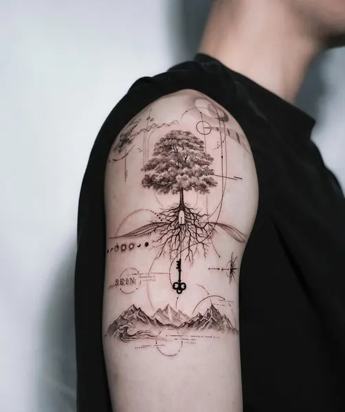 폐, 뿌리, 숲, 나무, 풍경, 소나무, 야자수, Nature, 덩굴, 지도, 큰 타투