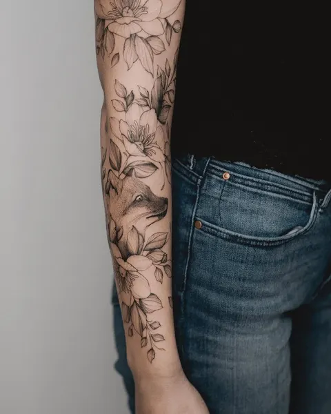 Flower, Rose, 슬리브, 커버업, 보디수트, 하프슬리브