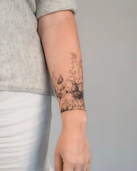 숲, Flower, 지도, 그래픽, 슬리브, 실루엣, 큰 타투, Nature, 배경, 산호, 수묵화, 하프슬리브, 스트리트 아트