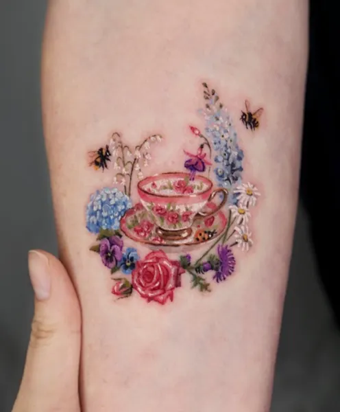 Flower, 컵, 커피