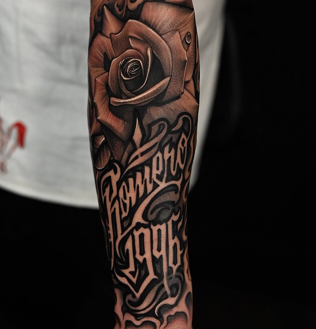 Lettering, Flower, Rose