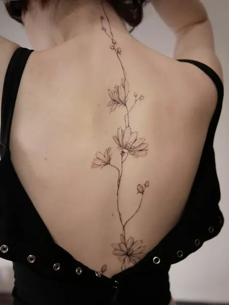 Flower, Nature, 나뭇가지, 등 전체 타투, 난초, 뿌리, 실루엣