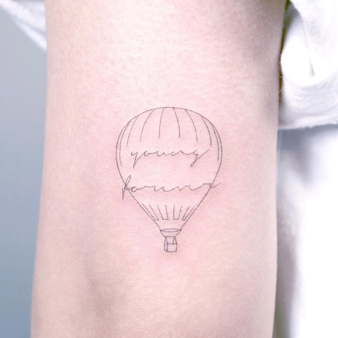 바람, 구름, 지구본, 여행 타투