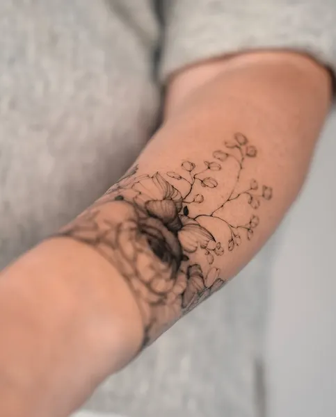 숲, Flower, 지도, 그래픽, 슬리브, 실루엣, 큰 타투, Nature, 배경, 산호, 수묵화, 하프슬리브, 스트리트 아트