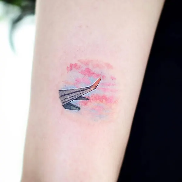 발키리, 비행기, 오로라, 여행 타투