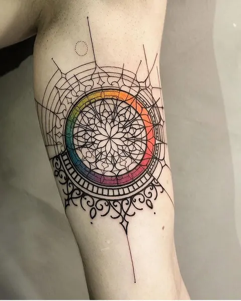 원, Geometric, 바람, 지도, 나침반, 지구본, 여행 타투